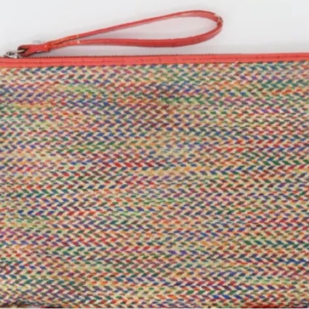 Sam Edelman Straw Clutch multicolored beach summer small tote - Picture 1 of 4